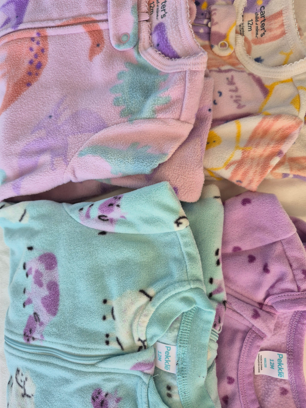 Lot - 4 pyjamas en polar - 12 mois